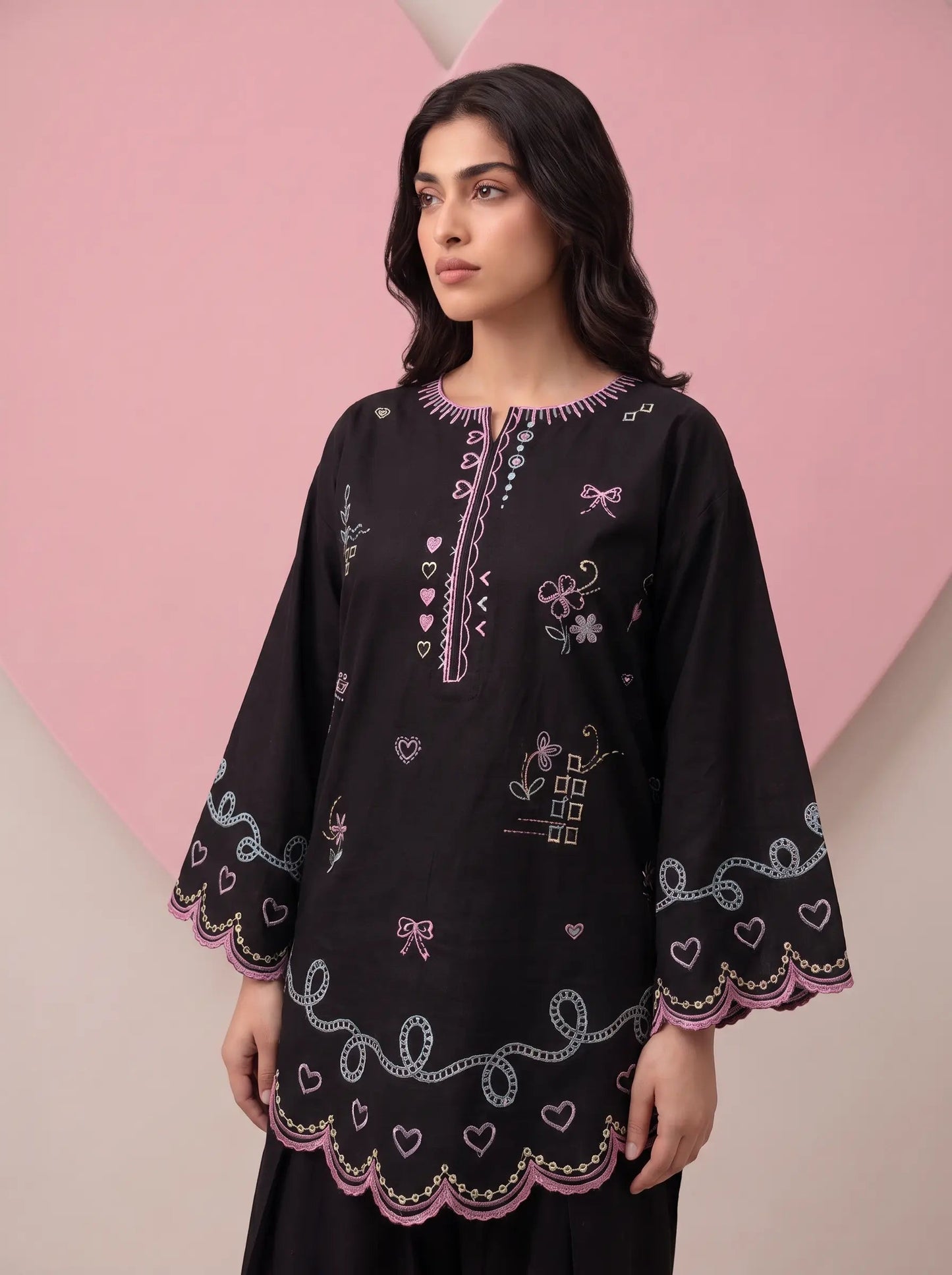 Elaria Noir Floral Embroidered Co-Ord Set