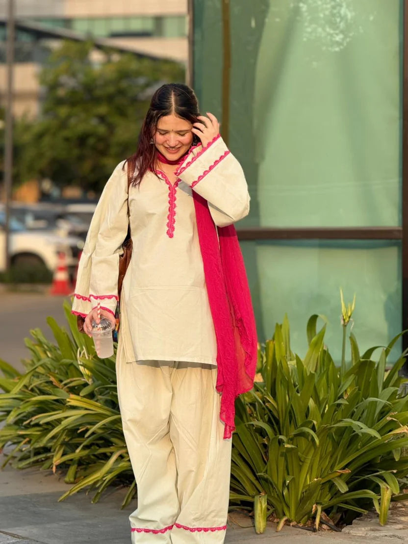 Myra Premium Cotton Lace Work Kurta Set
