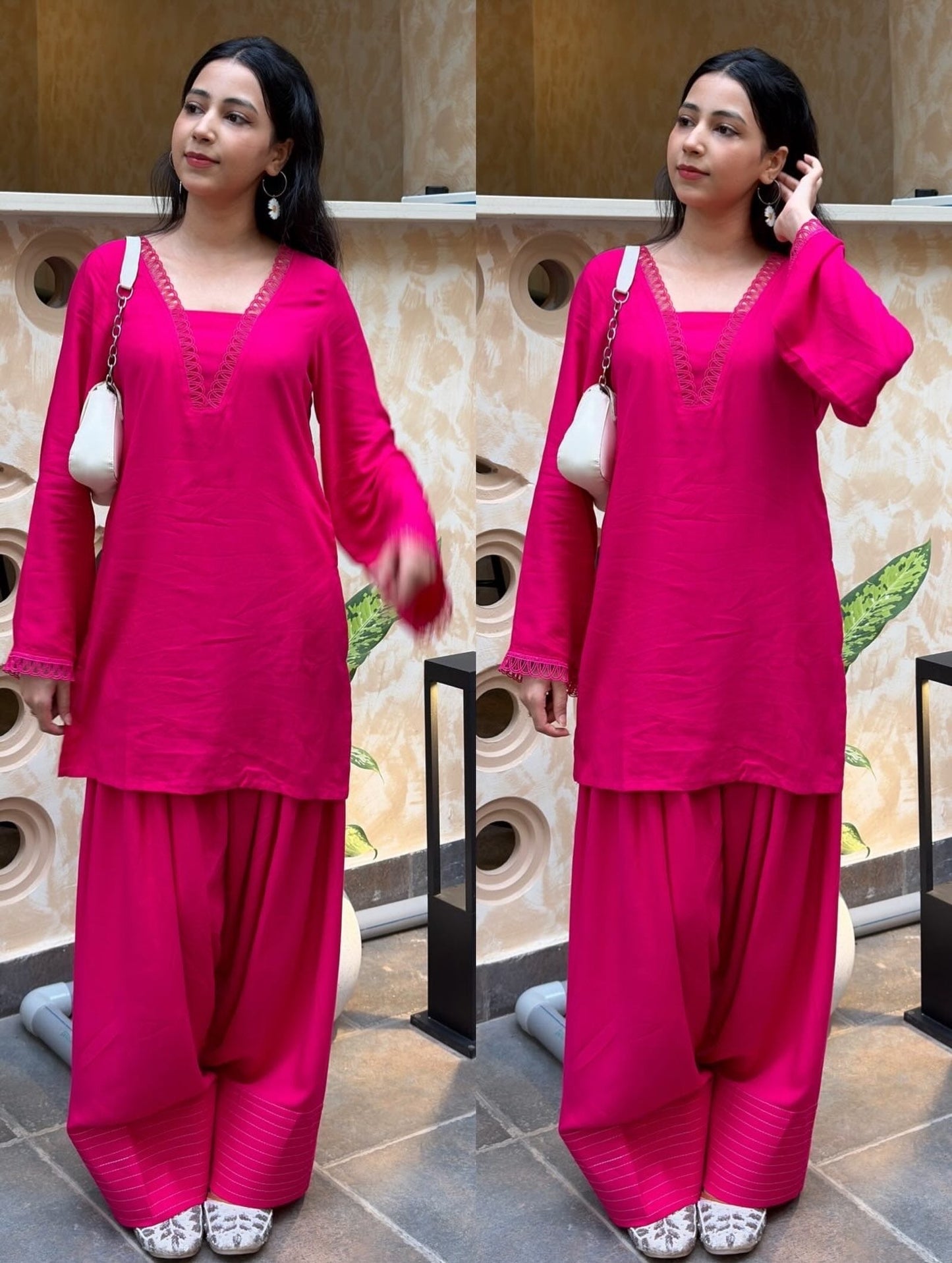 Aabroo Gul Rani Pink Farshi Suit Set