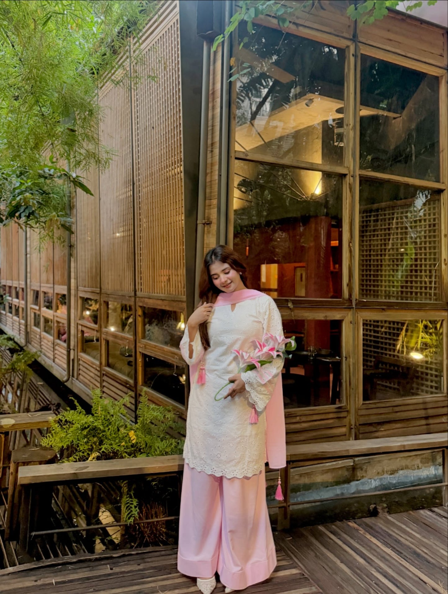 Evara Pastel Pink Embroidered Suit Set
