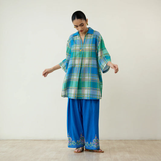 Lemon Drop Embroidered Farshi Cotton Slub Coord Set - Multicolour