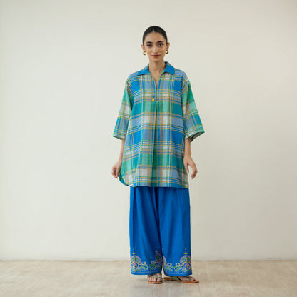 Lemon Drop Embroidered Farshi Cotton Slub Coord Set - Multicolour