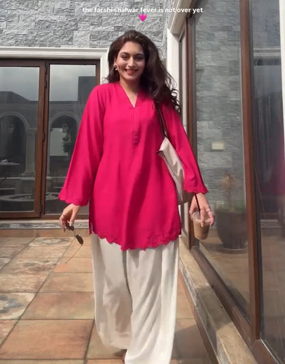 Kinza Pink Grace Farshi Set