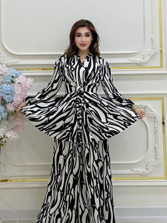 Monochrome Muse Printed Flared Kurta & Palazzo Set