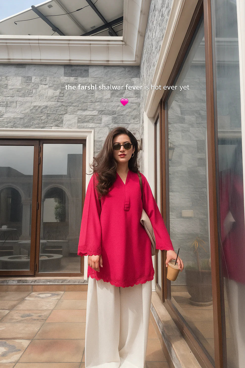 Kinza Pink Grace Farshi Set