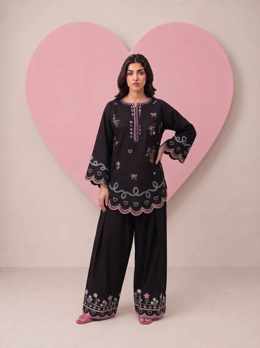 Elaria Noir Floral Embroidered Co-Ord Set