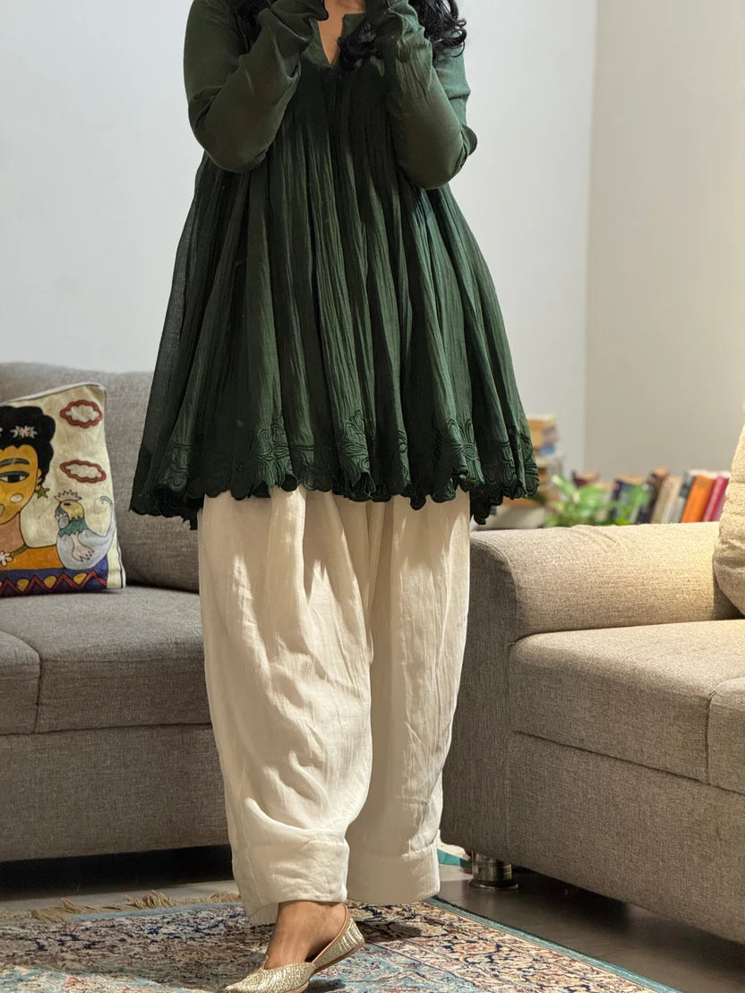 Hania Olive green Emerald Flair Salwar Suit