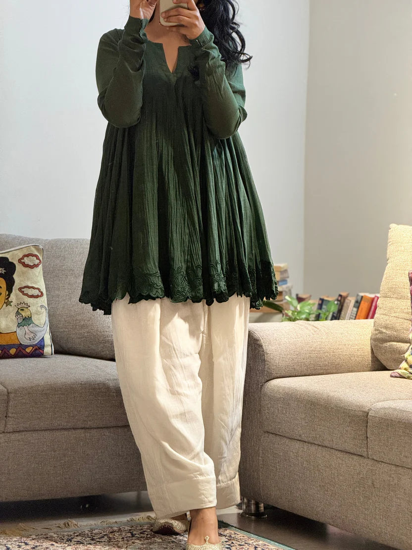 Hania Olive green Emerald Flair Salwar Suit