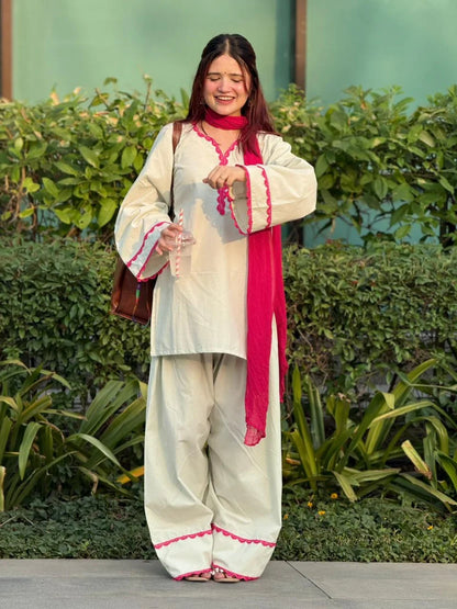 Myra Premium Cotton Lace Work Kurta Set