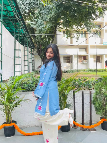 Prisha Sky Blue Floral Kurta Set