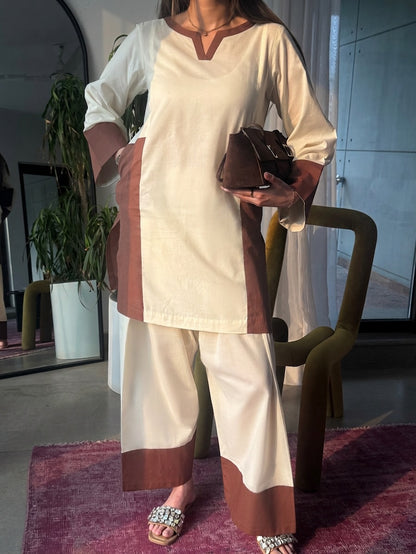 Cocoa Edge  Chic Colorblock Co-Ord Set