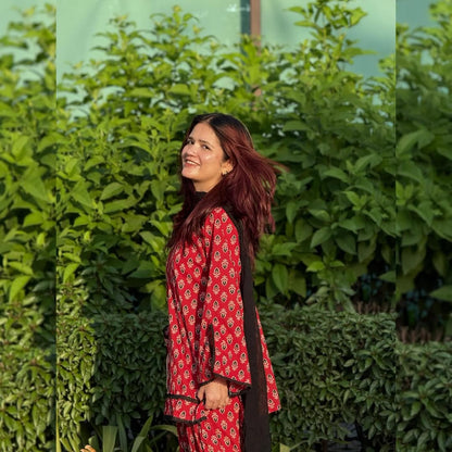 Saanvi Royal Red Printed Salwar Set