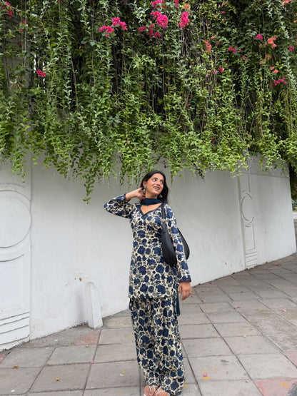 Riya Midnight Bloom Kurta Farshi Suit Set