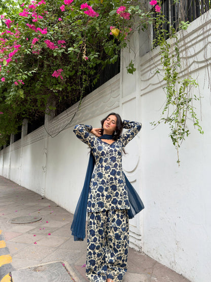 Riya Midnight Bloom Kurta Farshi Suit Set