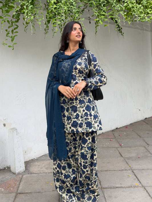 Riya Midnight Bloom Kurta Farshi Suit Set