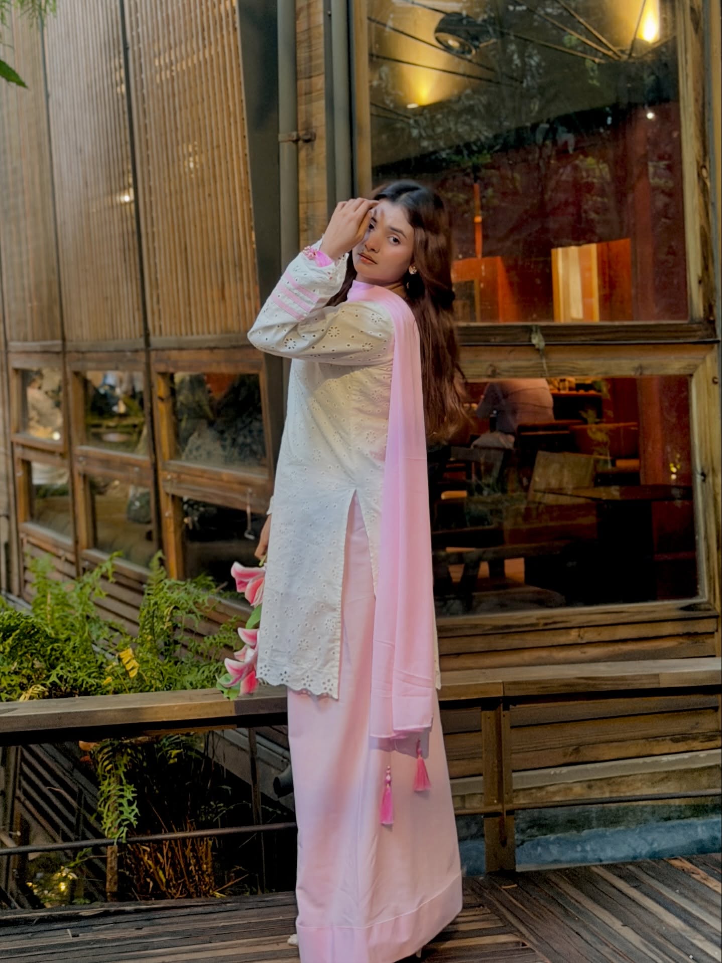 Evara Pastel Pink Embroidered Suit Set