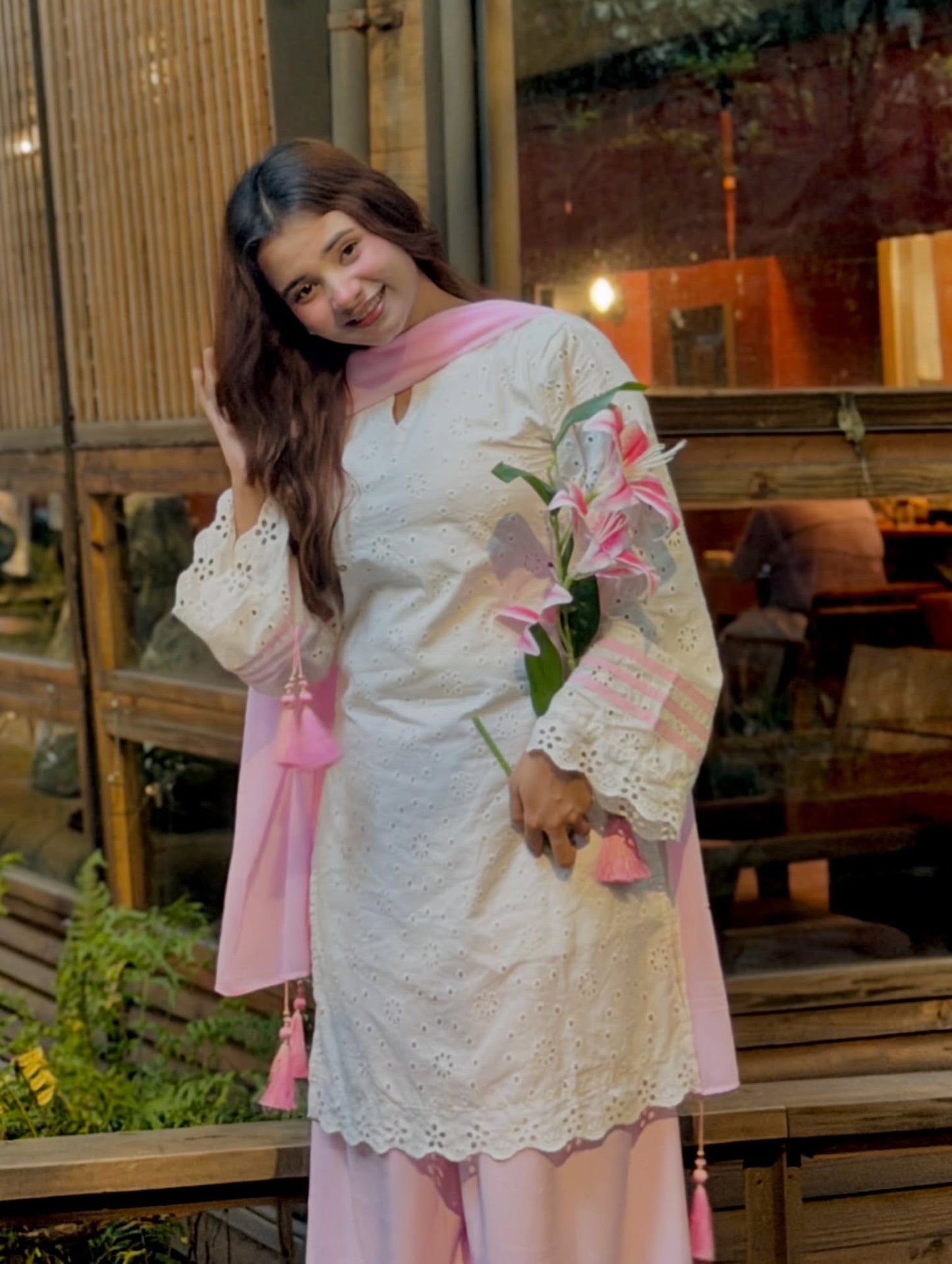 Evara Pastel Pink Embroidered Suit Set