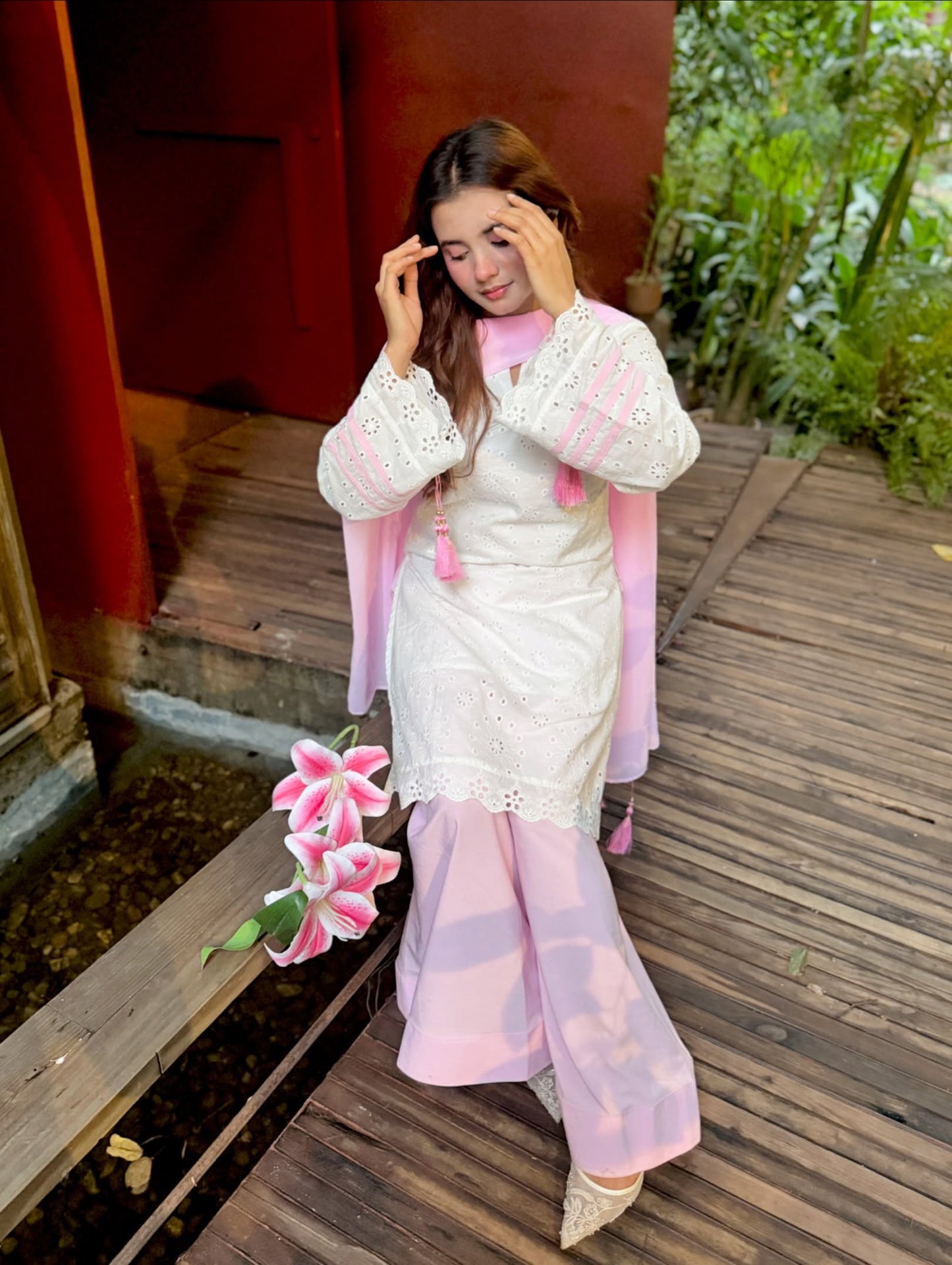 Evara Pastel Pink Embroidered Suit Set