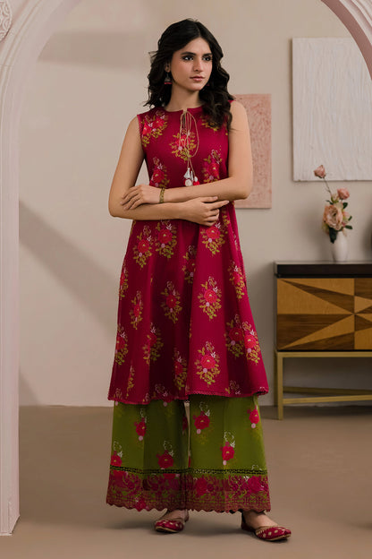 Mahira Gul Maroon Floral Palazzo Suit Set