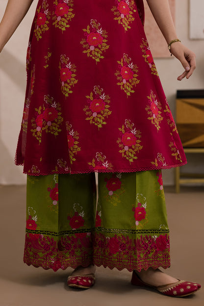 Mahira Gul Maroon Floral Palazzo Suit Set