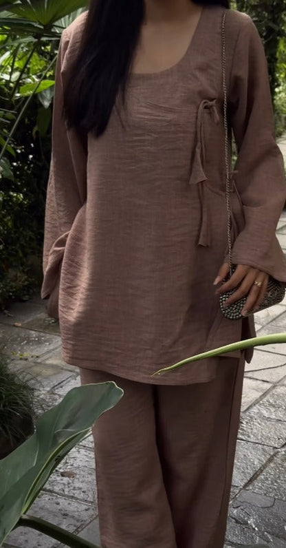 Elara Mocha Linen Co-Ord Set